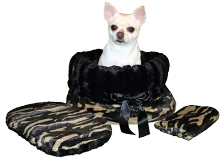 Camo Reversible Snuggle Bugs Pet Bed, Bag, and Car Seat in One